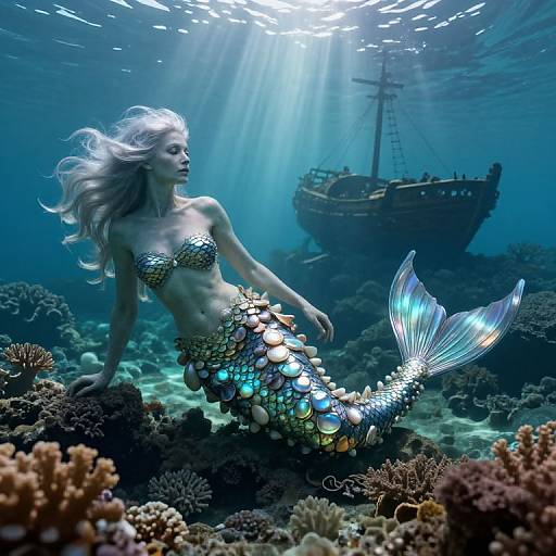 Enigmatic Underwater Mermaid Reverie