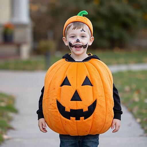 Child in Pumpkin Halloween Costume