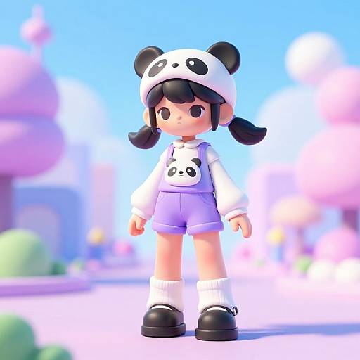 Wide-Angle Cityscape Girl Character