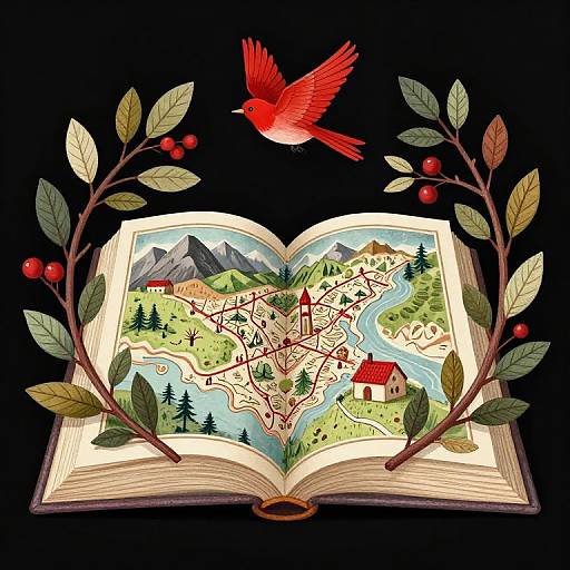 Winter Branches Book with Medieval Map