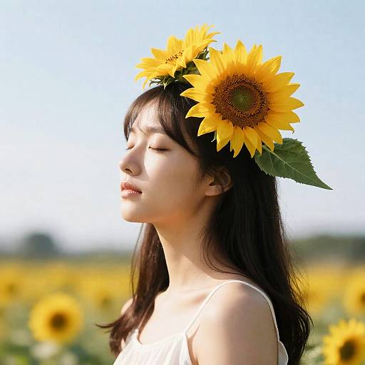 Woman with Sunflower Headpiece