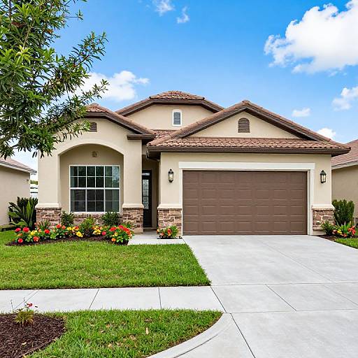 Charming Single-Story Beige Home Exterior