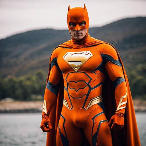Orange-Costumed Superhero in Action