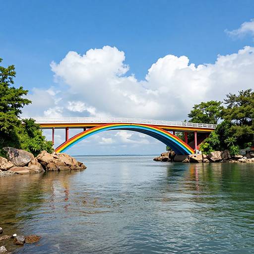 Vibrant Rainbow Bridge Over Water