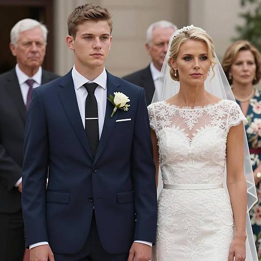 Serious Bride and Groom at Wedding Ceremony