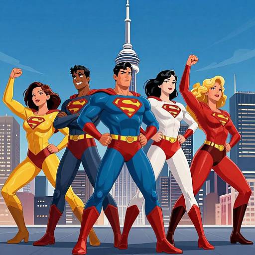 Diverse Superheroes with CN Tower