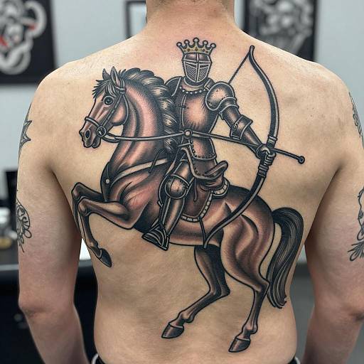 Knight and Horse Back Tattoo