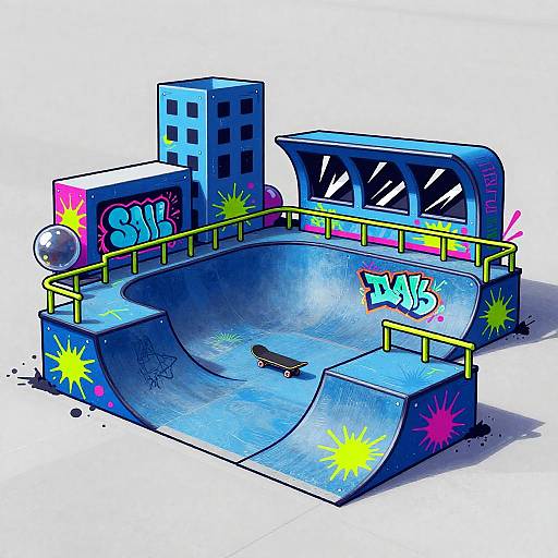 Vibrant Urban Skate Park Illustration