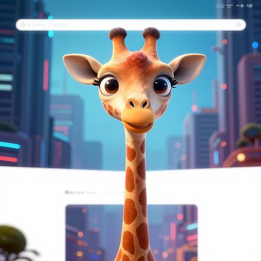 3D Hyperrealistic Cyberpunk Giraffe