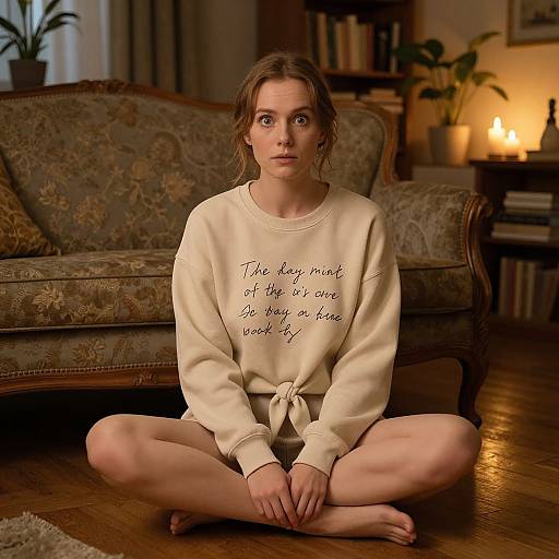 Cozy Woman on Vintage Sofa