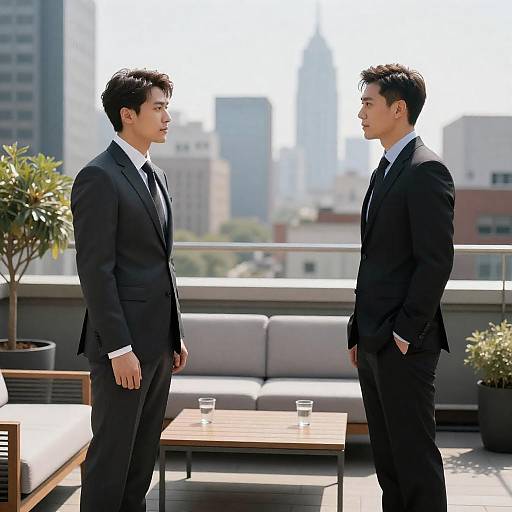 Businessmen Meeting on Rooftop Terrace