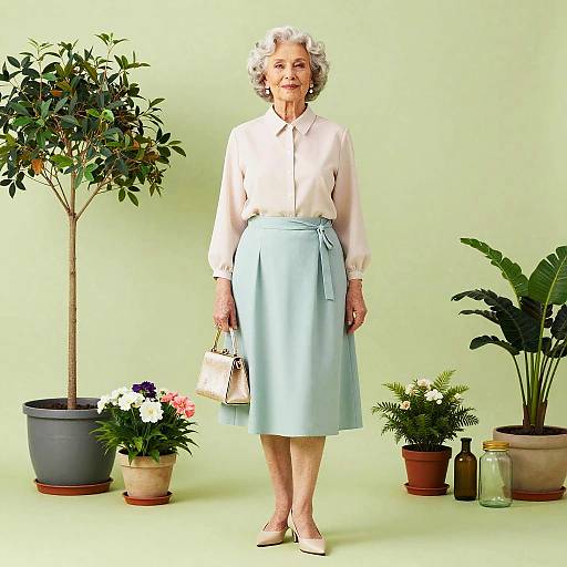 Elegant Elderly Lady in Tranquil Garden