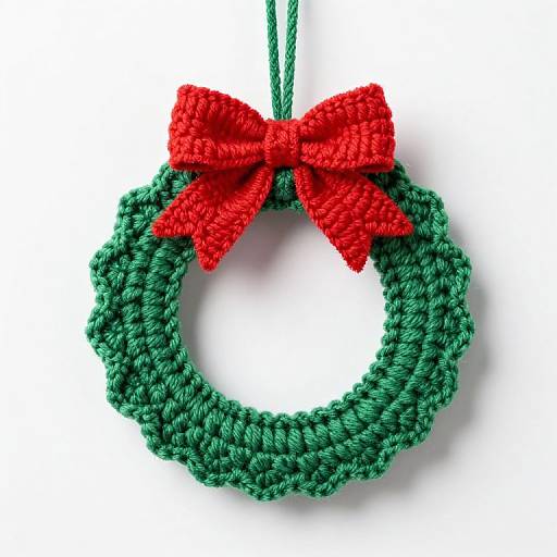 Handcrafted Green Crocheted Christmas Wreath