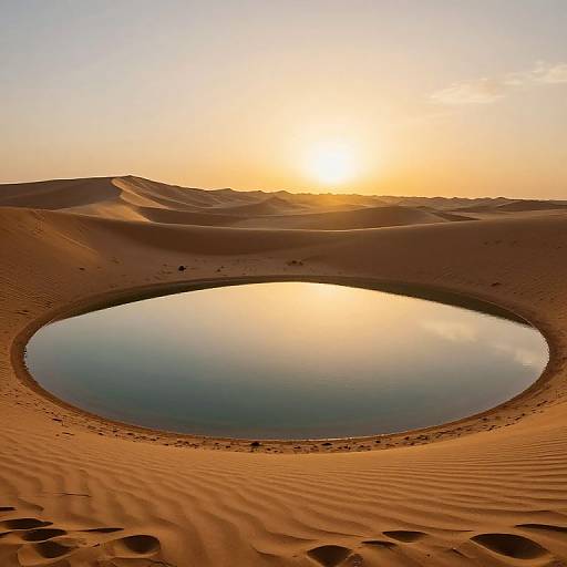 Desert Oasis Reflecting Golden Skies