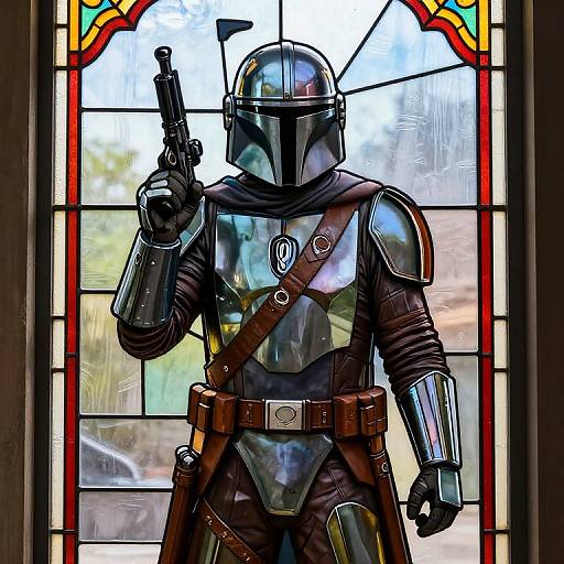 Stained Glass Mandalorian Warrior