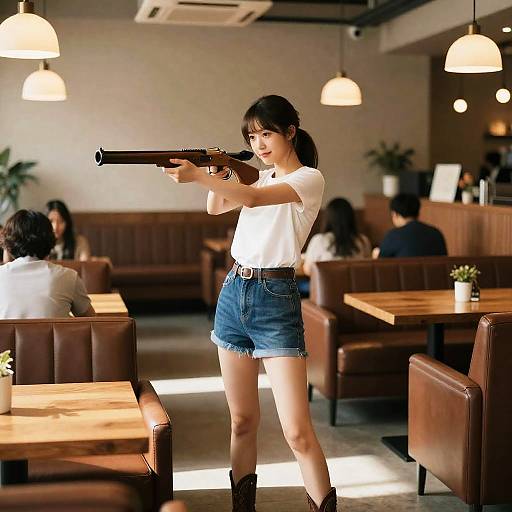 Photorealistic Korean Idol in Cafe Garden