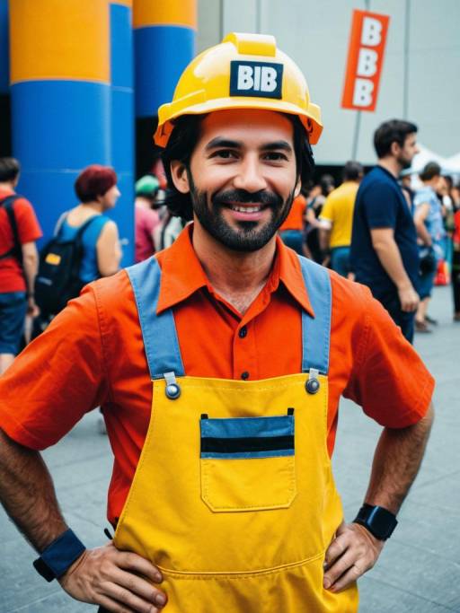 Photorealistic Bob Builder Cosplay Scene