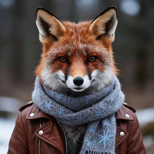 Elegant Foxie Model in Winter Forest
