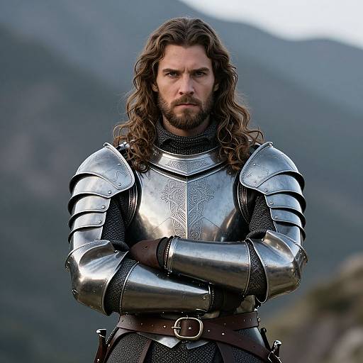Serious Man in Detailed Medieval Armor