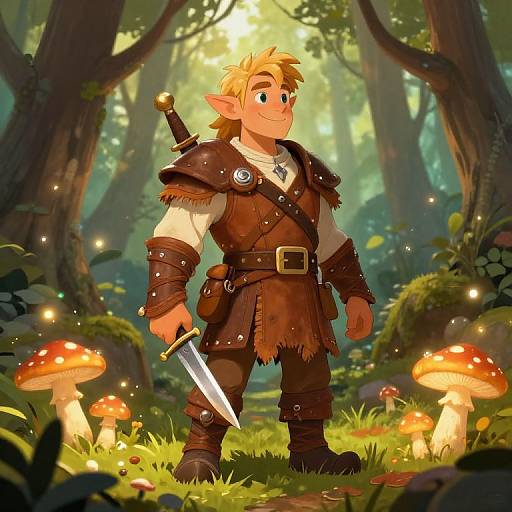 Whimsical Male Halfling in Forest