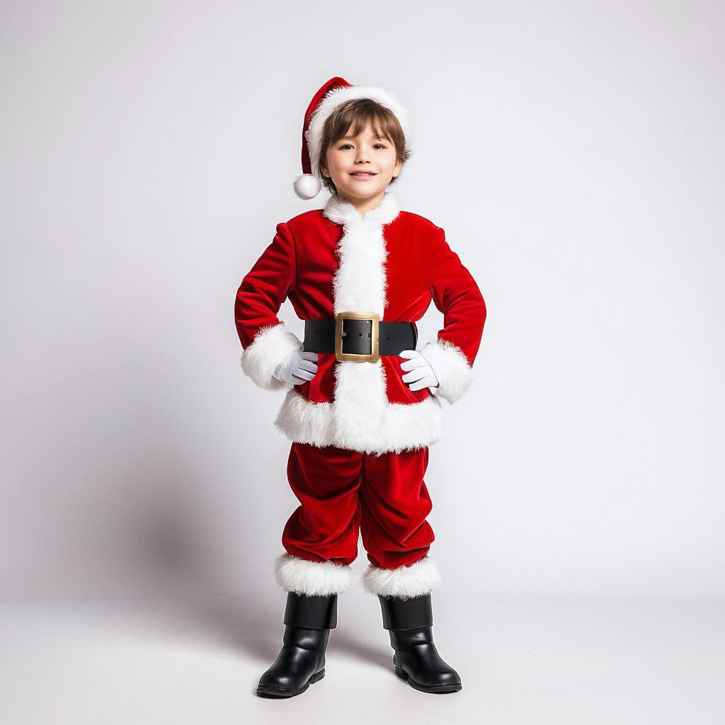 Delighted Boy in Santa Claus Costume