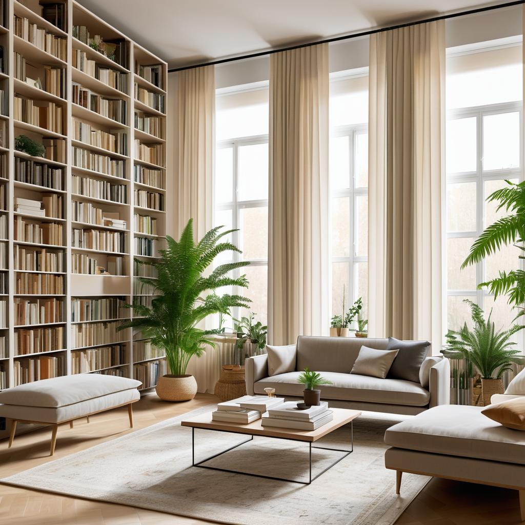 Cozy Minimalist Room with Bookshelf