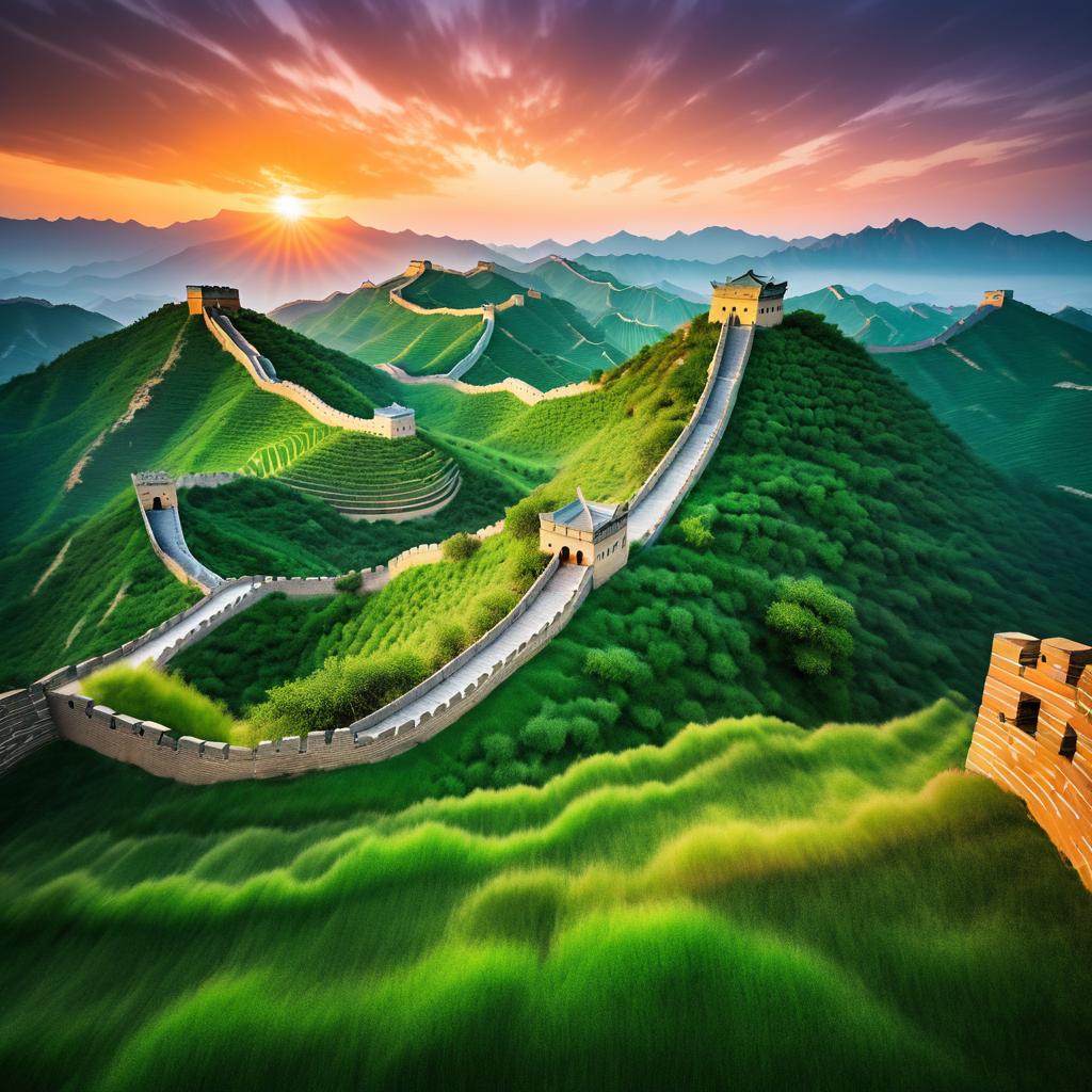 Stunning Sunset Over the Great Wall