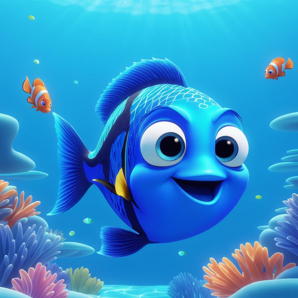 Animated Fish Swimming in Aqua Background