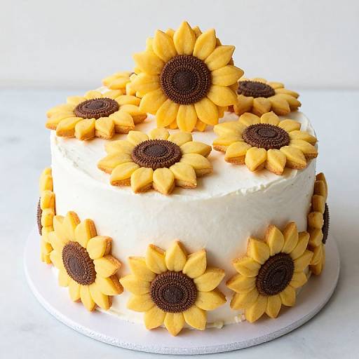 Sunflower Cookies Displayed on Cake