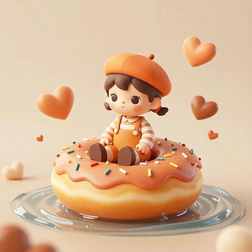 Whimsical Child on Doughnut Float