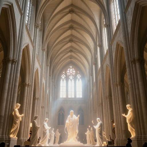 Ethereal Cathedral with Spectral Figures