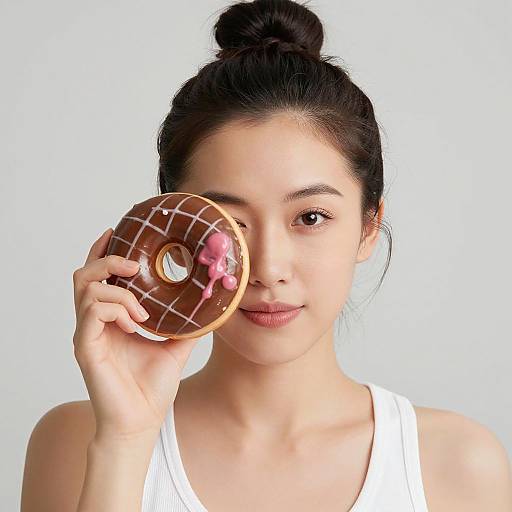 Woman with Buns Craving Doughnuts