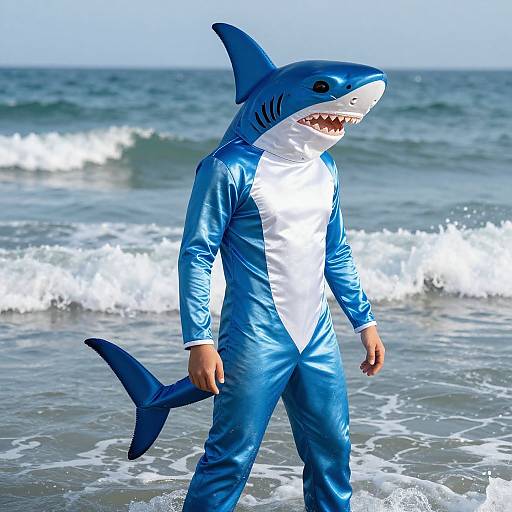 Realistic Blue Shark Costume in Ocean