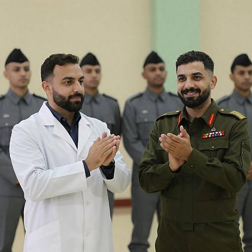 Celebration in Military and Medical Attire