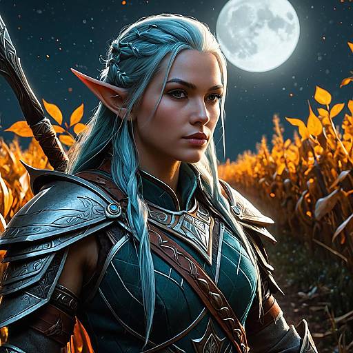 Moonlight Elf Warrior in Fantasy Armor