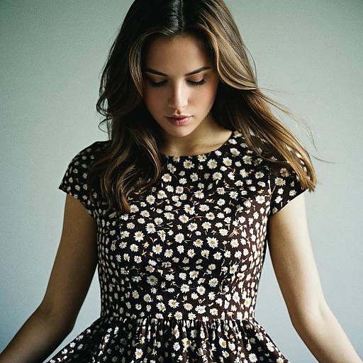 Woman in Floral Print Dress