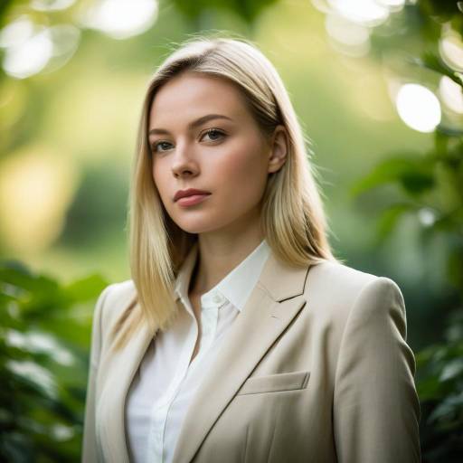 Young woman in beige suit portrait