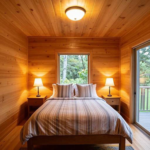 Cozy Wooden Cabin Bedroom Interior