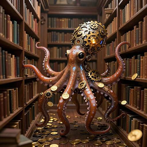 Clockwork Octopus in Labyrinth Library