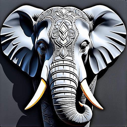 Vibrant Portrait of a Powerful Elephant Vibrant Portrait of a Powerful Elephant