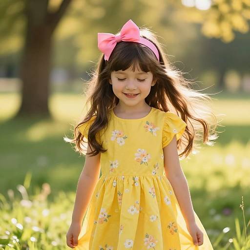 Joyful Girl in Sunny Meadow