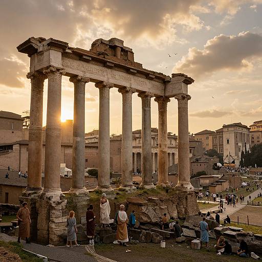 Ancient Roman Forum at Sunset