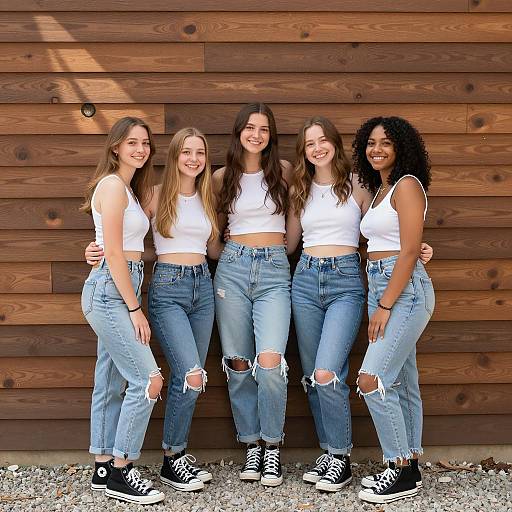 Five Friends in Casual Fashion Pose
