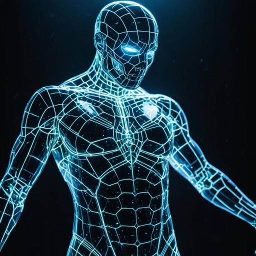 Neon Glowing Cyber Warrior Silhouette