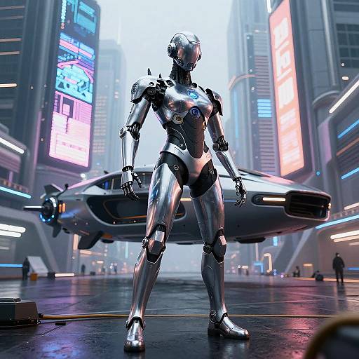 Futuristic Chrome Exoskeleton Suit