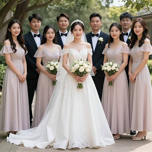 Bride Standing with Wedding Party