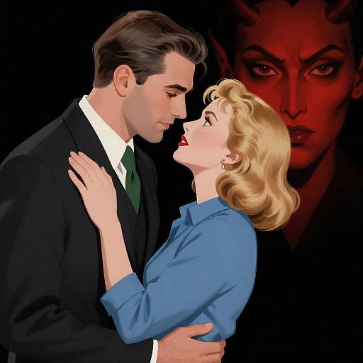 Vintage Embrace with Dramatic Contrast