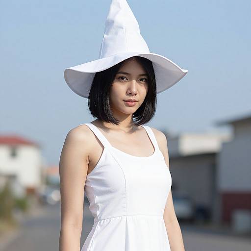 Realistic White Witch Costume Portrait