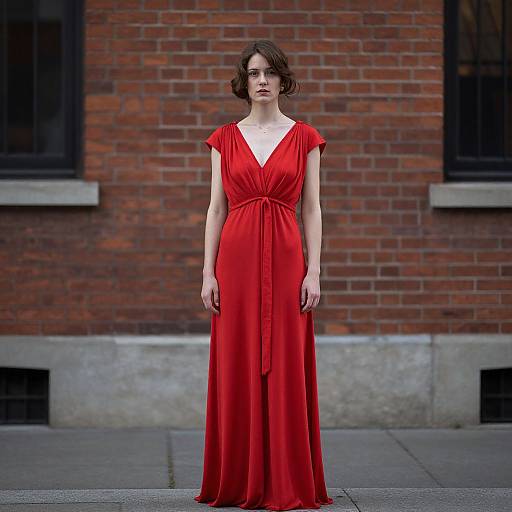 Woman in Red 1910s Dress
