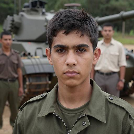 Portrait of a Young Soldier in Action